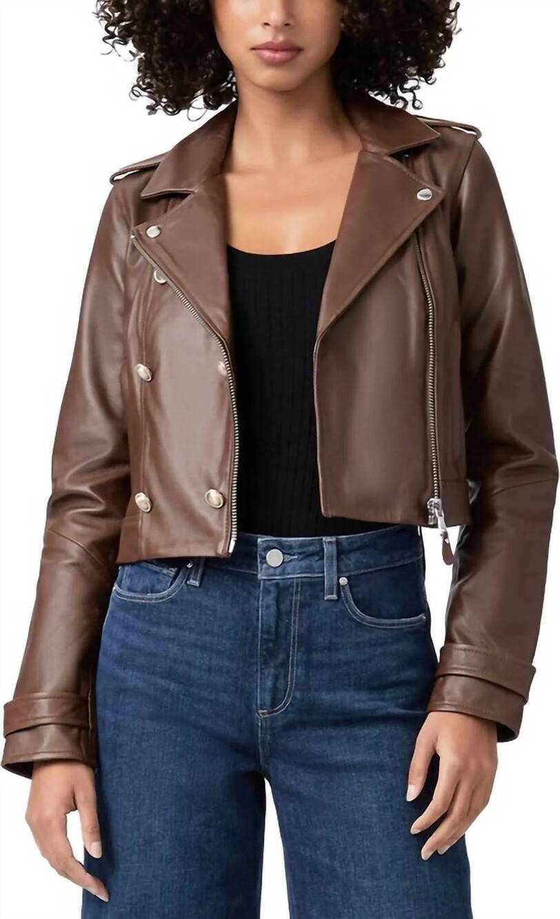 NEW PAIGE karyna leather jacket in chestnut